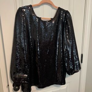 Crown & Ivy Black Sequin Blouse
